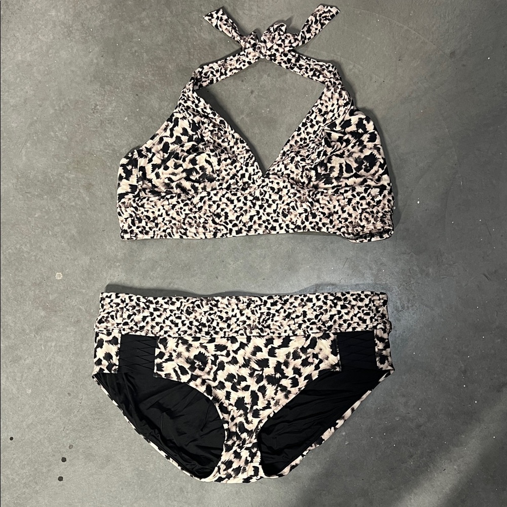 Leopard Print Halter Bikini Set